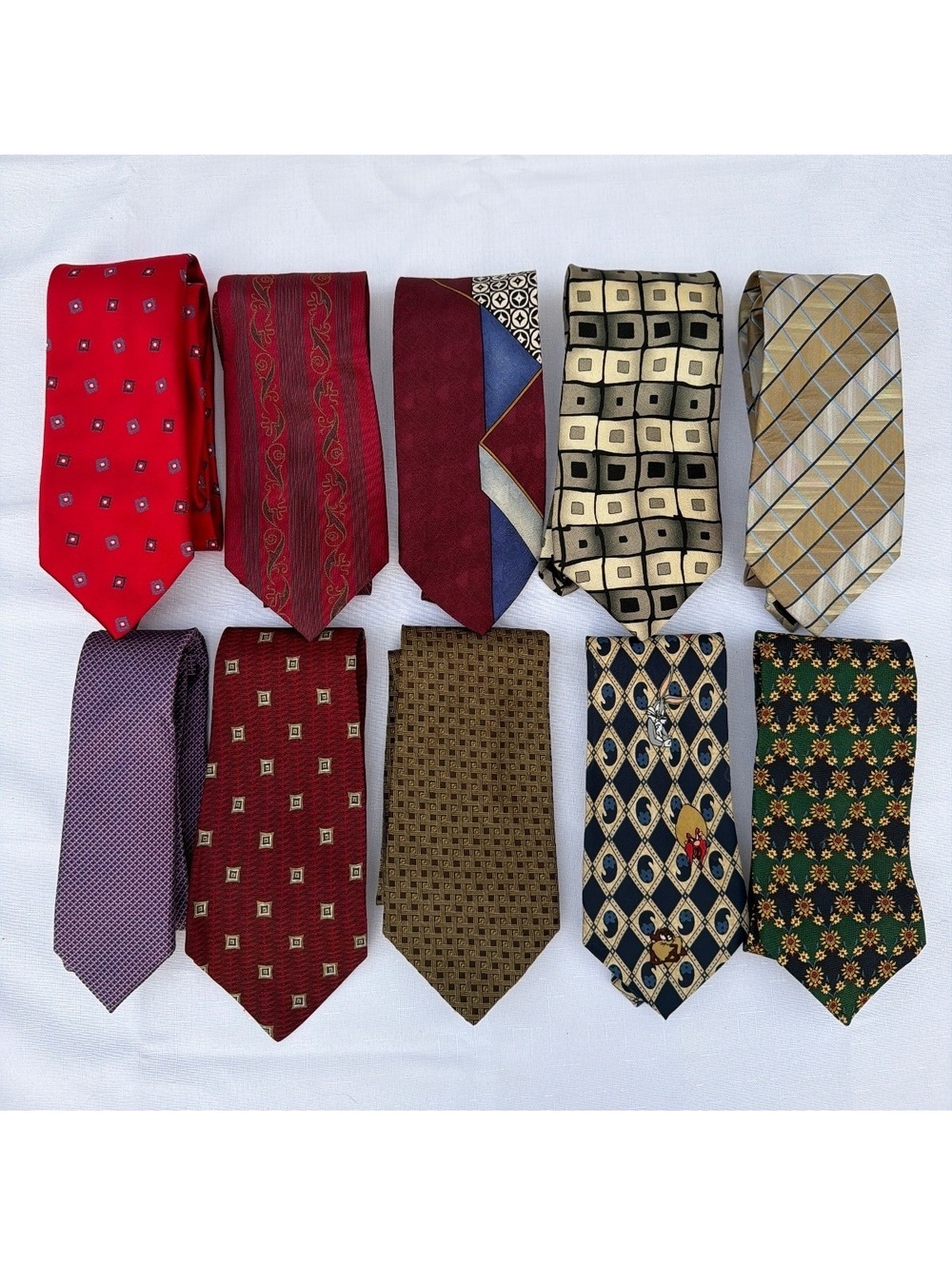 Men’s Vintage Designer Silk Necktie Lot 10 Assorted Patterns Color